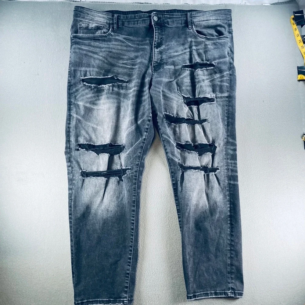 Jordan Craig Aaron Jeans Men 48x32 Distressed Whiskered Faded Black Streetwear